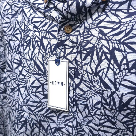 Button Long Sleeve Collared Shirt Mens Lg NWT Blue Tropical Lightweight Cotton - Picture 5 of 14